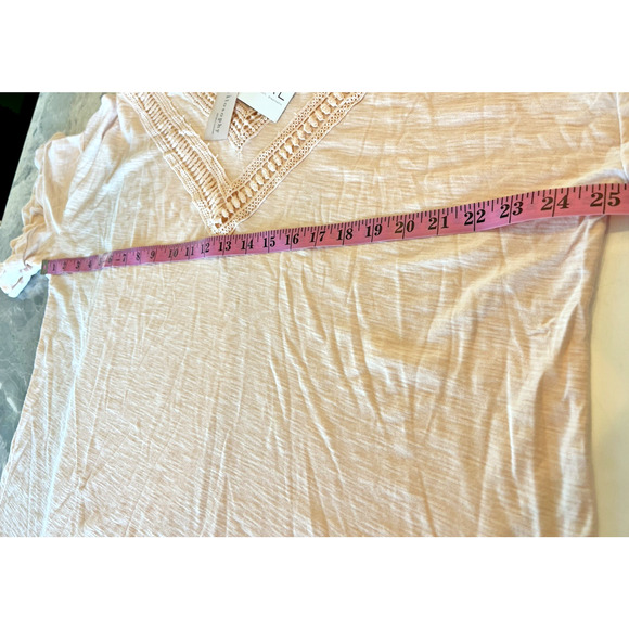 NEW Philosophy Modal Knit Top Women SZ 1X Lace Ruffle Pale Peach Soft Breathable - Picture 6 of 9